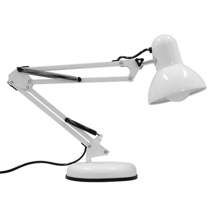 GloboStar® DESK WHITE 01539 Μοντέρνο Επιτραπέζιο Φωτιστικό Γραφείου Μονόφωτο Μεταλλικό Λευκό Φ12 x Υ67cm