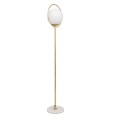 GloboStar® VERSAILLES 01543 Μοντέρνο Φωτιστικό Δαπέδου Μονόφωτο 1 x E27 Χρυσό Μεταλλικό με Γαλακτερή Γυάλινη Μπάλα D35 x H170cm