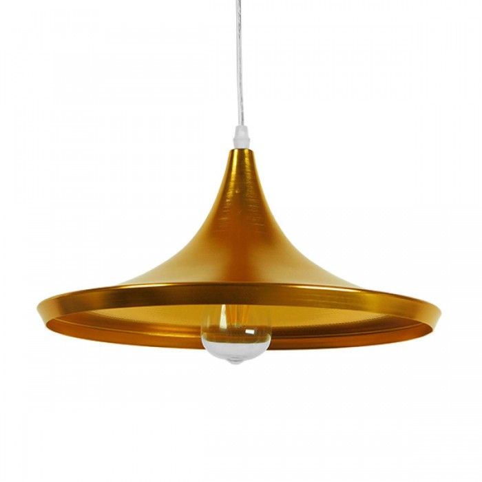 GloboStar® SHANGHAI GOLD 01545 Μοντέρνο Κρεμαστό Φωτιστικό Οροφής Μονόφωτο 1 x E27 Χρυσό Μεταλλικό Καμπάνα Φ37 x Y20cm