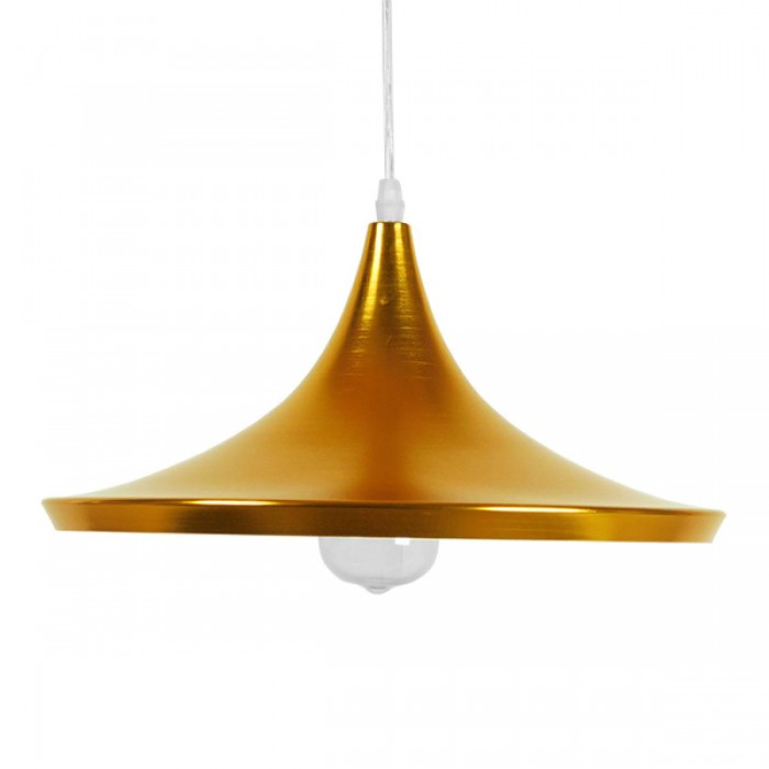 GloboStar® SHANGHAI GOLD 01545 Μοντέρνο Κρεμαστό Φωτιστικό Οροφής Μονόφωτο 1 x E27 Χρυσό Μεταλλικό Καμπάνα Φ37 x Y20cm