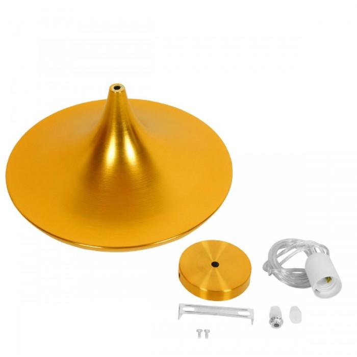 GloboStar® SHANGHAI GOLD 01545 Μοντέρνο Κρεμαστό Φωτιστικό Οροφής Μονόφωτο 1 x E27 Χρυσό Μεταλλικό Καμπάνα Φ37 x Y20cm