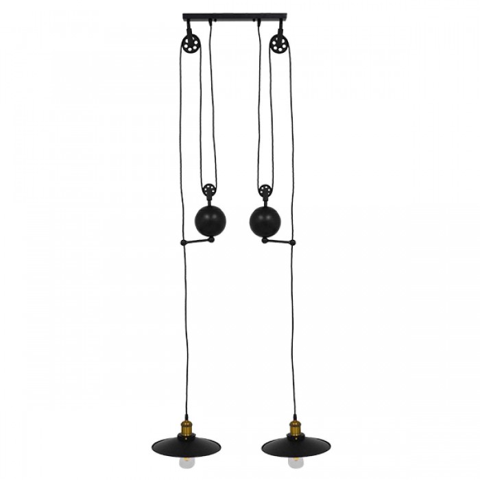 GloboStar® CARILO 01550 Vintage Industrial Κρεμαστό Φωτιστικό Οροφής Δίφωτο 2 x E27 Μαύρο Μεταλλικό με Ρυθμιζόμενη Ανάρτηση Μ72 x Π26 x Υ120cm GloboStar® CARILO 01550 Vintage Industrial Κρεμαστό Φωτιστικό Οροφής Δίφωτο 2 x E27 Μαύρο Μεταλλικό με Ρυθμιζόμενη Ανάρτηση Μ72 x Π26 x Υ120cm