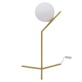 GloboStar® ELFIS GOLD 01551 Μοντέρνο Επιτραπέζιο Φωτιστικό Πορτατίφ Μονόφωτο Χρυσό Μεταλλικό με Λευκό Γυαλί Φ15 x Υ53cm