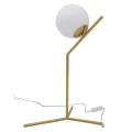 GloboStar® ELFIS GOLD 01551 Μοντέρνο Επιτραπέζιο Φωτιστικό Πορτατίφ Μονόφωτο Χρυσό Μεταλλικό με Λευκό Γυαλί Φ15 x Υ53cm