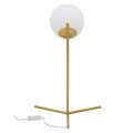 GloboStar® ELFIS GOLD 01551 Μοντέρνο Επιτραπέζιο Φωτιστικό Πορτατίφ Μονόφωτο Χρυσό Μεταλλικό με Λευκό Γυαλί Φ15 x Υ53cm