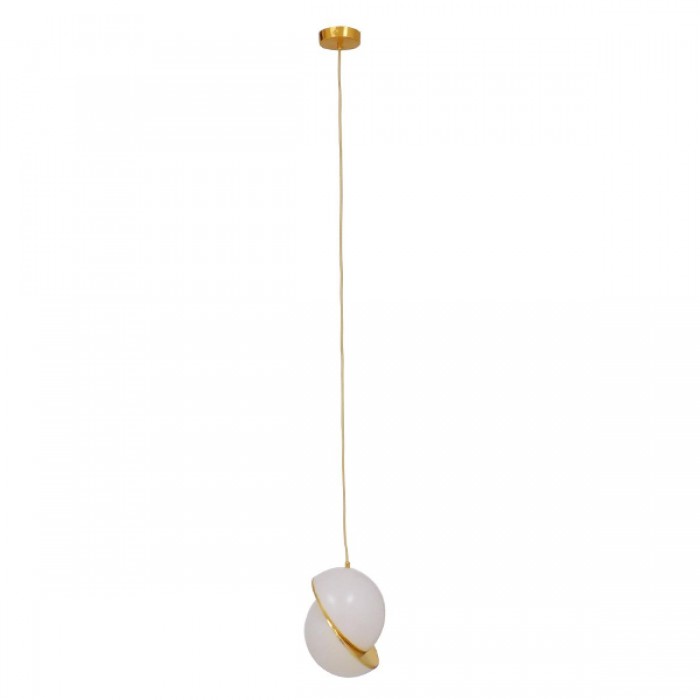 GloboStar® HUDSON 01554 Μοντέρνο Κρεμαστό Φωτιστικό Οροφής Μονόφωτο 1 x E27 Λευκό με Χρυσό Φ20 x Υ25cm