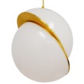 GloboStar® HUDSON 01555 Μοντέρνο Κρεμαστό Φωτιστικό Οροφής Μονόφωτο 1 x E27 Λευκό με Χρυσό Φ30 x Υ34cm