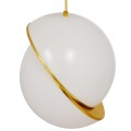 GloboStar® HUDSON 01555 Μοντέρνο Κρεμαστό Φωτιστικό Οροφής Μονόφωτο 1 x E27 Λευκό με Χρυσό Φ30 x Υ34cm