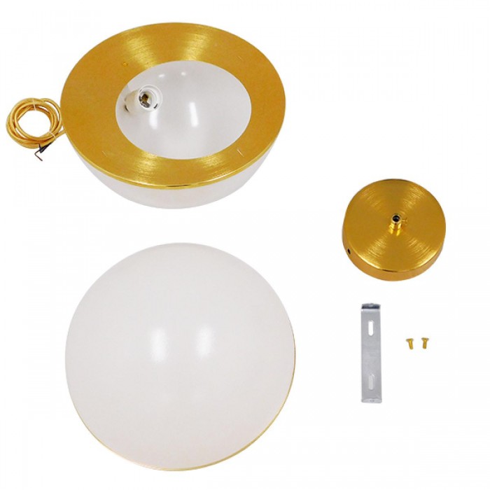 GloboStar® HUDSON 01555 Μοντέρνο Κρεμαστό Φωτιστικό Οροφής Μονόφωτο 1 x E27 Λευκό με Χρυσό Φ30 x Υ34cm GloboStar® HUDSON 01555 Μοντέρνο Κρεμαστό Φωτιστικό Οροφής Μονόφωτο 1 x E27 Λευκό με Χρυσό Φ30 x Υ34cm