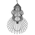 GloboStar® LILY 01558 Vintage Industrial Κρεμαστό Φωτιστικό Οροφής Μονόφωτο Μαύρο Μεταλλικό Πλέγμα και Υφασμάτινο Εσωτερικό Καπέλο Φ40 x Υ60cm