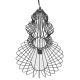 GloboStar® LILY 01558 Vintage Industrial Κρεμαστό Φωτιστικό Οροφής Μονόφωτο Μαύρο Μεταλλικό Πλέγμα και Υφασμάτινο Εσωτερικό Καπέλο Φ40 x Υ60cm