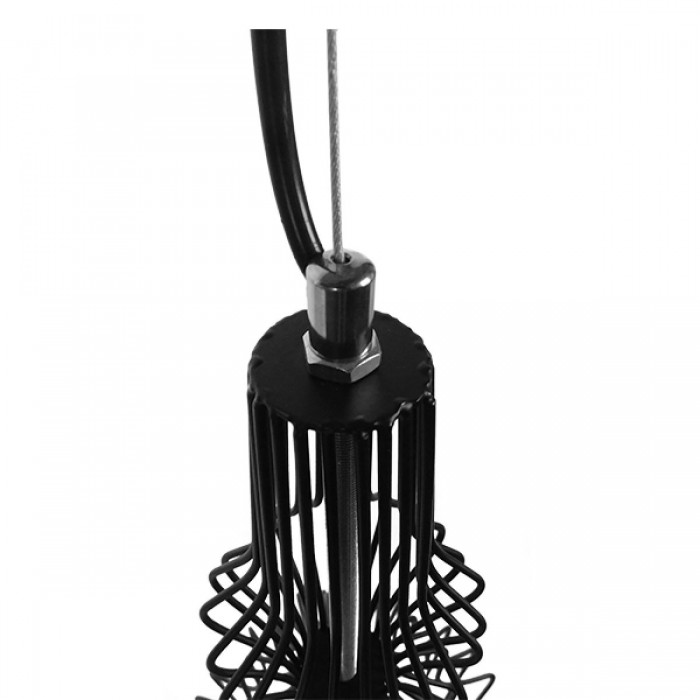 GloboStar® VICKY 01559 Vintage Industrial Κρεμαστό Φωτιστικό Οροφής Μονόφωτο Μαύρο Μεταλλικό Πλέγμα και Υφασμάτινο Εσωτερικό Καπέλο Φ18 x Υ65cm GloboStar® VICKY 01559 Vintage Industrial Κρεμαστό Φωτιστικό Οροφής Μονόφωτο Μαύρο Μεταλλικό Πλέγμα και Υφασμάτινο Εσωτερικό Καπέλο Φ18 x Υ65cm