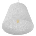 GloboStar® PLAYROOM 01562 Vintage Κρεμαστό Φωτιστικό Οροφής Μονόφωτο 1 x E27 Λευκό Ξύλινο Ψάθινο Rattan Φ32 x Υ27cm