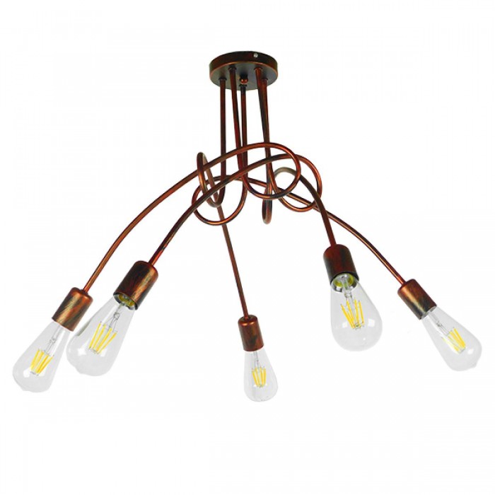 GloboStar® QUARZO 01564 Μοντέρνο Industrial Φωτιστικό Οροφής Πολύφωτο Καφέ Σκουριά Μεταλλικό Φ76 x Y38cm