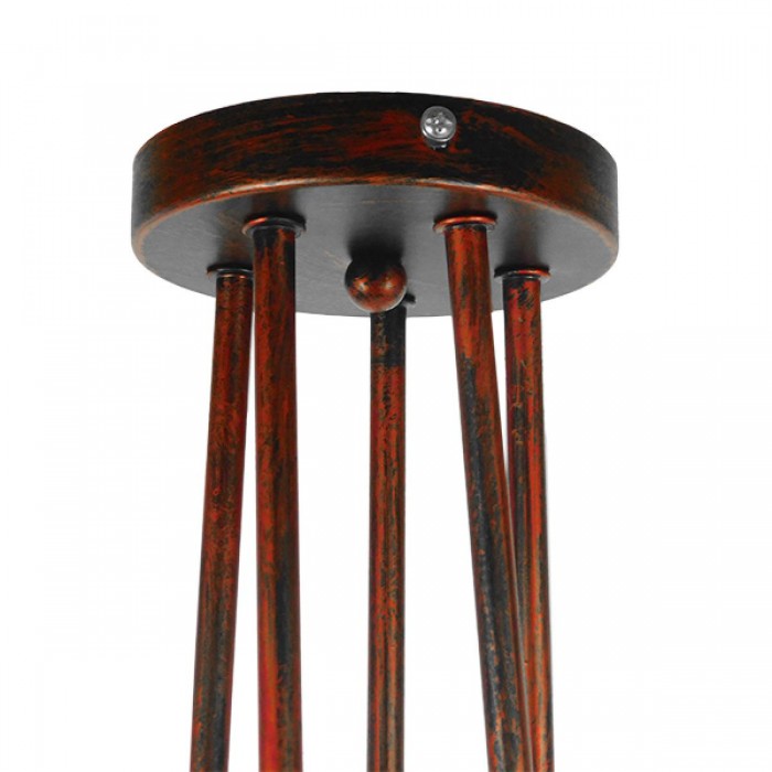 GloboStar® QUARZO 01564 Μοντέρνο Industrial Φωτιστικό Οροφής Πολύφωτο Καφέ Σκουριά Μεταλλικό Φ76 x Y38cm