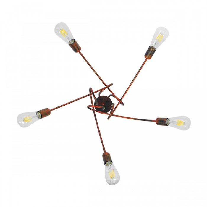 GloboStar® QUARZO 01564 Μοντέρνο Industrial Φωτιστικό Οροφής Πολύφωτο Καφέ Σκουριά Μεταλλικό Φ76 x Y38cm