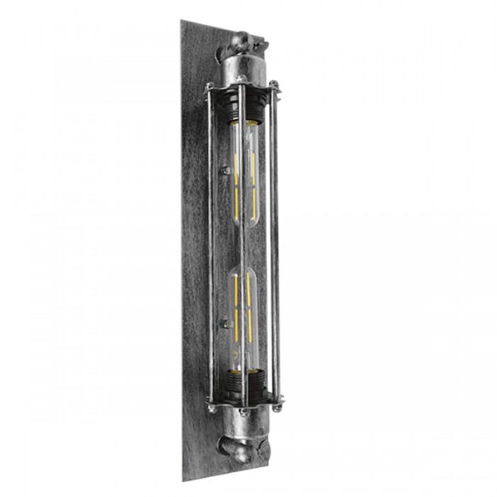 GloboStar® REBELL 01567 Vintage Industrial Φωτιστικό Τοίχου Απλίκα Δίφωτο Ασημί Σκουριά Μεταλλικό Πλέγμα Μ9.5 x Π10 x Υ47cm GloboStar® REBELL 01567 Vintage Industrial Φωτιστικό Τοίχου Απλίκα Δίφωτο Ασημί Σκουριά Μεταλλικό Πλέγμα Μ9.5 x Π10 x Υ47cm