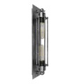 GloboStar® REBELL 01567 Vintage Industrial Φωτιστικό Τοίχου Απλίκα Δίφωτο Ασημί Σκουριά Μεταλλικό Πλέγμα Μ9.5 x Π10 x Υ47cm