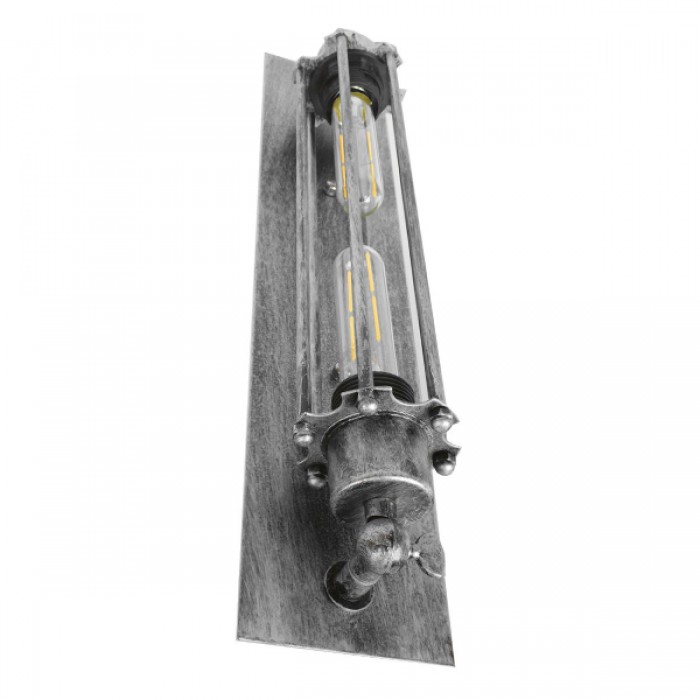GloboStar® REBELL 01567 Vintage Industrial Φωτιστικό Τοίχου Απλίκα Δίφωτο Ασημί Σκουριά Μεταλλικό Πλέγμα Μ9.5 x Π10 x Υ47cm GloboStar® REBELL 01567 Vintage Industrial Φωτιστικό Τοίχου Απλίκα Δίφωτο Ασημί Σκουριά Μεταλλικό Πλέγμα Μ9.5 x Π10 x Υ47cm