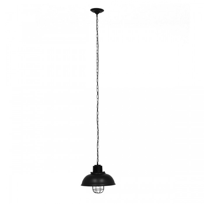GloboStar® HARROW 01571 Vintage Industrial Κρεμαστό Φωτιστικό Οροφής Μονόφωτο 1 x E27 Μαύρο Μεταλλικό Πλέγμα Φ33 x Υ32cm
