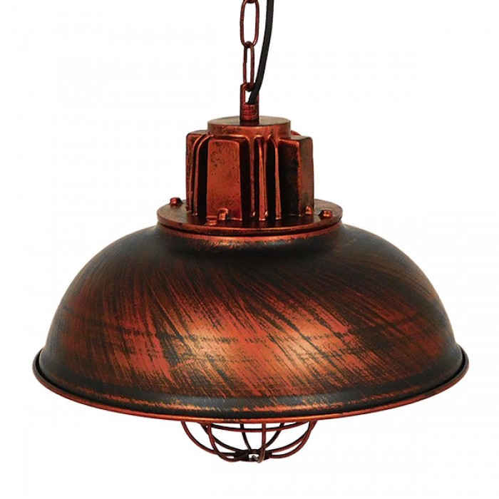 GloboStar® HARROW 01572 Vintage Industrial Κρεμαστό Φωτιστικό Οροφής Μονόφωτο 1 x E27 Καφέ Σκουριά Μεταλλικό Πλέγμα Φ33 x Υ32cm
