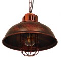 GloboStar® HARROW 01572 Vintage Industrial Κρεμαστό Φωτιστικό Οροφής Μονόφωτο 1 x E27 Καφέ Σκουριά Μεταλλικό Πλέγμα Φ33 x Υ32cm