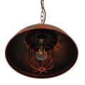 GloboStar® HARROW 01572 Vintage Industrial Κρεμαστό Φωτιστικό Οροφής Μονόφωτο 1 x E27 Καφέ Σκουριά Μεταλλικό Πλέγμα Φ33 x Υ32cm