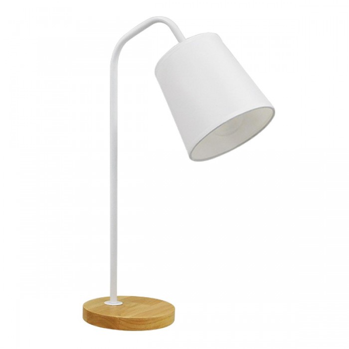 GloboStar® BARNABY 01574 Μοντέρνο Επιτραπέζιο Φωτιστικό Πορτατίφ Μονόφωτο Λευκό Μεταλλικό με Καπέλο και Ξύλινη Καφέ Βάση Φ13 x Υ48cm GloboStar® BARNABY 01574 Μοντέρνο Επιτραπέζιο Φωτιστικό Πορτατίφ Μονόφωτο Λευκό Μεταλλικό με Καπέλο και Ξύλινη Καφέ Βάση Φ13 x Υ48cm