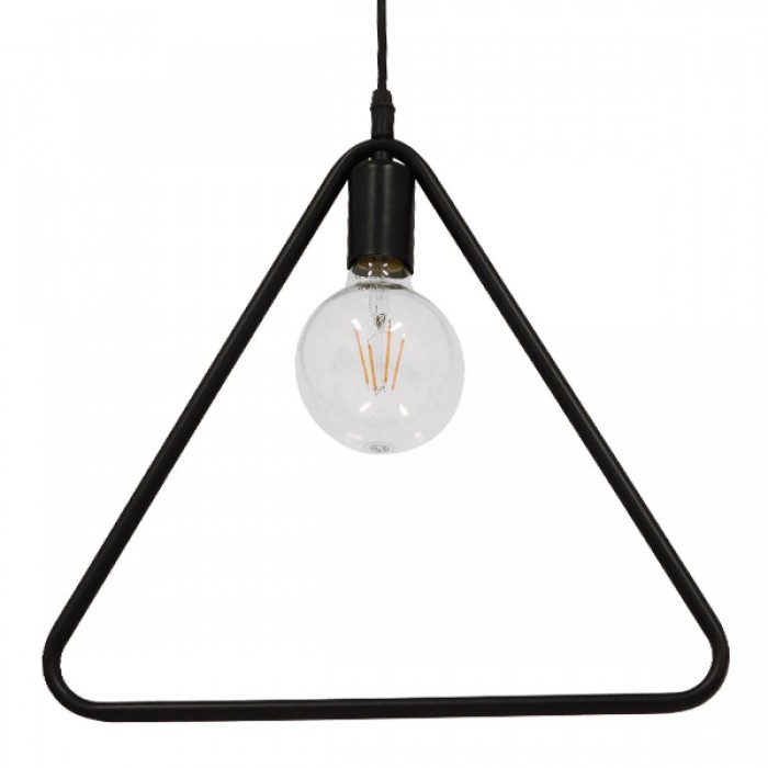 GloboStar® DELTA 01580 Μοντέρνο Κρεμαστό Φωτιστικό Οροφής Μονόφωτο 1 x E27 Μαύρο Μεταλλικό Μ38 x Π4 x Υ33cm