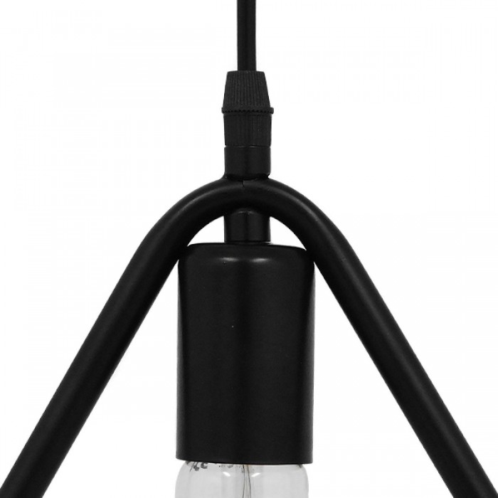 GloboStar® DELTA 01580 Μοντέρνο Κρεμαστό Φωτιστικό Οροφής Μονόφωτο 1 x E27 Μαύρο Μεταλλικό Μ38 x Π4 x Υ33cm