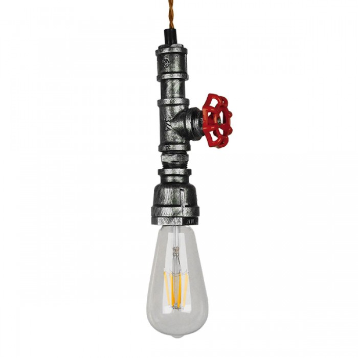 GloboStar® RUBINETTO 01583 Vintage Industrial Κρεμαστό Φωτιστικό Οροφής Μονόφωτο 1 x E27 Ασημί Μεταλλικό Μ5 x Π7.5 x Y20cm GloboStar® RUBINETTO 01583 Vintage Industrial Κρεμαστό Φωτιστικό Οροφής Μονόφωτο 1 x E27 Ασημί Μεταλλικό Μ5 x Π7.5 x Y20cm