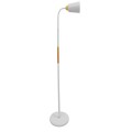 GloboStar® RIBBON 01586 Μοντέρνο Φωτιστικό Δαπέδου Μονόφωτο 1 x E27 Λευκό Μεταλλικό Καμπάνα με Εφέ Ξύλου D13 x H164cm