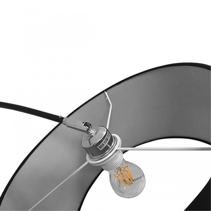 GloboStar® IMPERIAL 01587 Μοντέρνο Φωτιστικό Δαπέδου Μονόφωτο 1 x E27 Μαύρο Μεταλλικό Καμπάνα με Μαύρο Ύφασμα D34 x H172cm