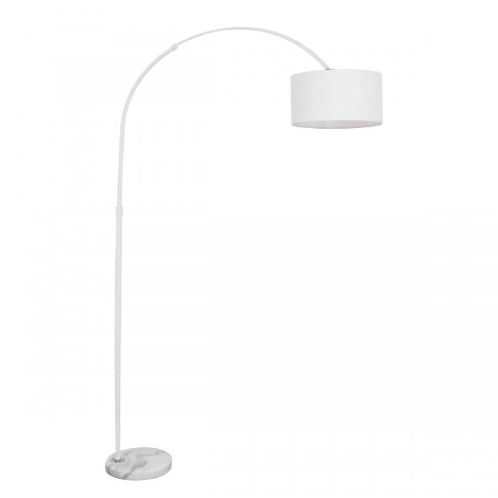GloboStar® IMPERIAL 01588 Μοντέρνο Φωτιστικό Δαπέδου Μονόφωτο 1 x E27 Λευκό Μεταλλικό Καμπάνα με Λευκό Ύφασμα D34 x H172cm