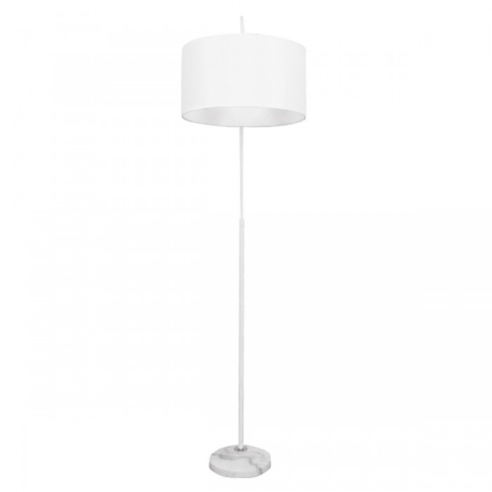 GloboStar® IMPERIAL 01588 Μοντέρνο Φωτιστικό Δαπέδου Μονόφωτο 1 x E27 Λευκό Μεταλλικό Καμπάνα με Λευκό Ύφασμα D34 x H172cm