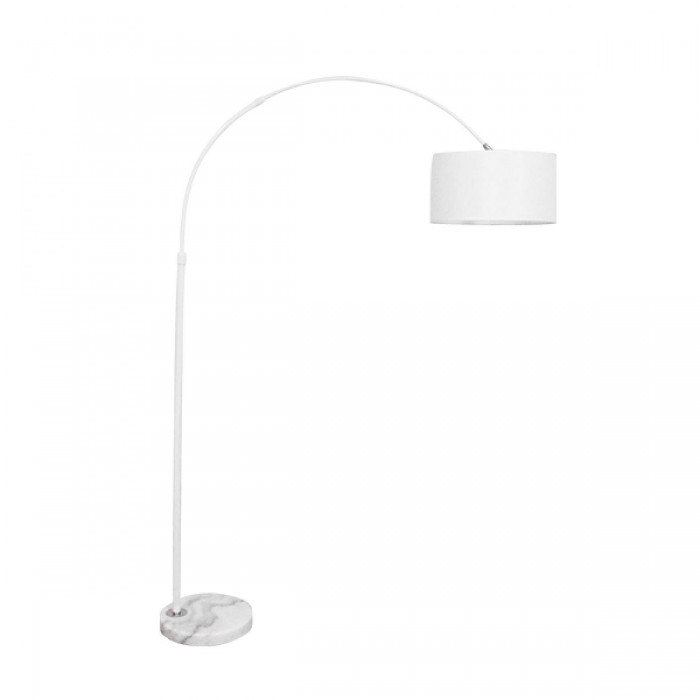 GloboStar® IMPERIAL 01588 Μοντέρνο Φωτιστικό Δαπέδου Μονόφωτο 1 x E27 Λευκό Μεταλλικό Καμπάνα με Λευκό Ύφασμα D34 x H172cm