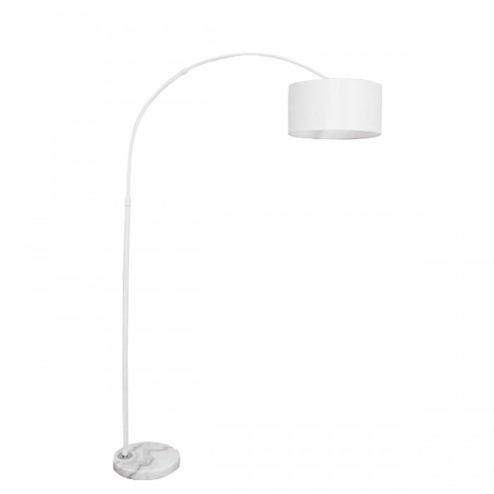 GloboStar® IMPERIAL 01588 Μοντέρνο Φωτιστικό Δαπέδου Μονόφωτο 1 x E27 Λευκό Μεταλλικό Καμπάνα με Λευκό Ύφασμα D34 x H172cm