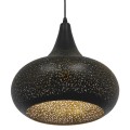 GloboStar® JANIS 01590 Μοντέρνο Κρεμαστό Φωτιστικό Οροφής Μονόφωτο 1 x E27 Μαύρο - Χρυσό Μεταλλικό Καμπάνα Φ30 x Υ30cm