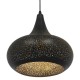GloboStar® JANIS 01590 Μοντέρνο Κρεμαστό Φωτιστικό Οροφής Μονόφωτο 1 x E27 Μαύρο - Χρυσό Μεταλλικό Καμπάνα Φ30 x Υ30cm