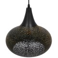 GloboStar® JANIS 01590 Μοντέρνο Κρεμαστό Φωτιστικό Οροφής Μονόφωτο 1 x E27 Μαύρο - Χρυσό Μεταλλικό Καμπάνα Φ30 x Υ30cm