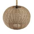 GloboStar® MANDALA 01593 Vintage Κρεμαστό Φωτιστικό Οροφής Μονόφωτο 1 x E27 Πλέγμα με Μπεζ Σχοινί Φ60 x Υ45cm