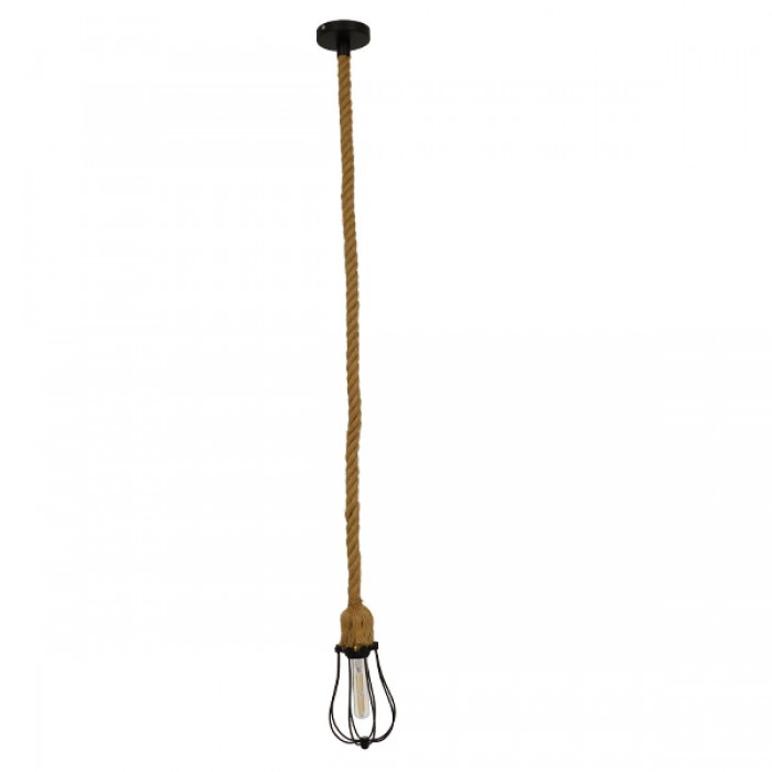 GloboStar® CAMBER 01594 Vintage Industrial Κρεμαστό Φωτιστικό Οροφής Μονόφωτο 1 x E27 Μαύρο Μεταλλικό Πλέγμα με Μπεζ Σχοινί Φ11 x Υ25cm GloboStar® CAMBER 01594 Vintage Industrial Κρεμαστό Φωτιστικό Οροφής Μονόφωτο 1 x E27 Μαύρο Μεταλλικό Πλέγμα με Μπεζ Σχοινί Φ11 x Υ25cm