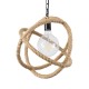 GloboStar® BALANCE 01596 Vintage Κρεμαστό Φωτιστικό Οροφής Μονόφωτο 1 x E27 Μπεζ Μεταλλικό με Σχοινί Φ35 x Υ36cm