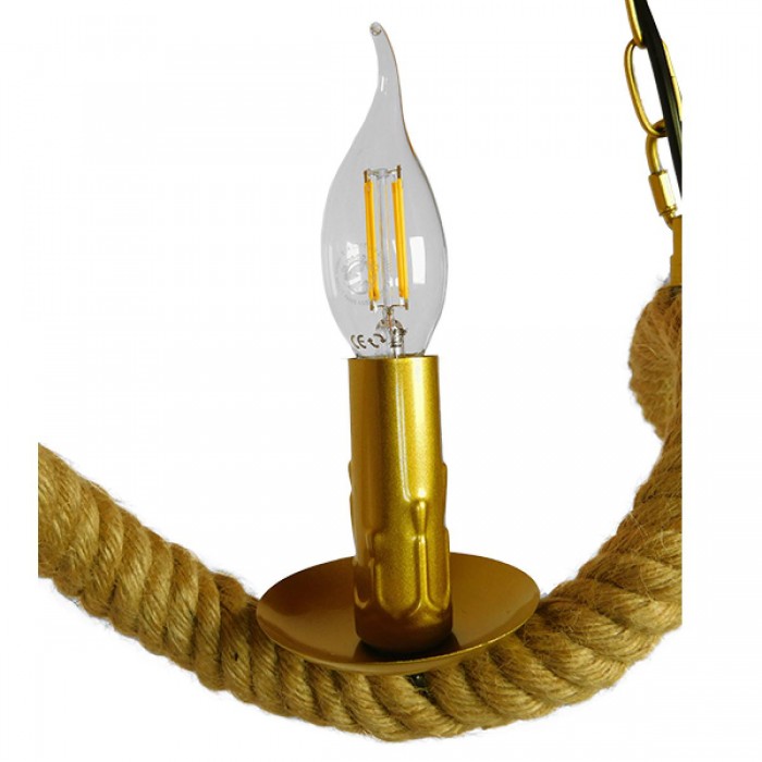 GloboStar® LUXOR 01598 Vintage Κρεμαστό Φωτιστικό Οροφής Τρίφωτο 3 x E14 Χρυσό Μεταλλικό με Μπεζ Σχοινί Μ75 x Π13 x Y18cm GloboStar® LUXOR 01598 Vintage Κρεμαστό Φωτιστικό Οροφής Τρίφωτο 3 x E14 Χρυσό Μεταλλικό με Μπεζ Σχοινί Μ75 x Π13 x Y18cm