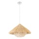 GloboStar® CHEOPE 01599 Vintage Κρεμαστό Φωτιστικό Οροφής Μονόφωτο 1 x E27 Μπεζ Ξύλινο Ψάθινο Rattan Φ45 x Υ35cm