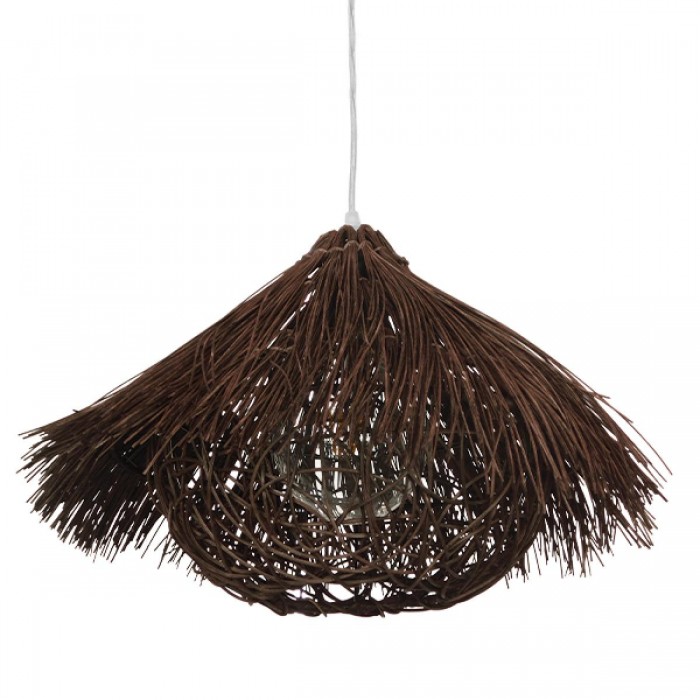 GloboStar® MAGIE 01600 Vintage Κρεμαστό Φωτιστικό Οροφής Μονόφωτο 1 x E27 Καφέ Σκούρο Ξύλινο Ψάθινο Rattan Φ50 x Υ30cm GloboStar® MAGIE 01600 Vintage Κρεμαστό Φωτιστικό Οροφής Μονόφωτο 1 x E27 Καφέ Σκούρο Ξύλινο Ψάθινο Rattan Φ50 x Υ30cm