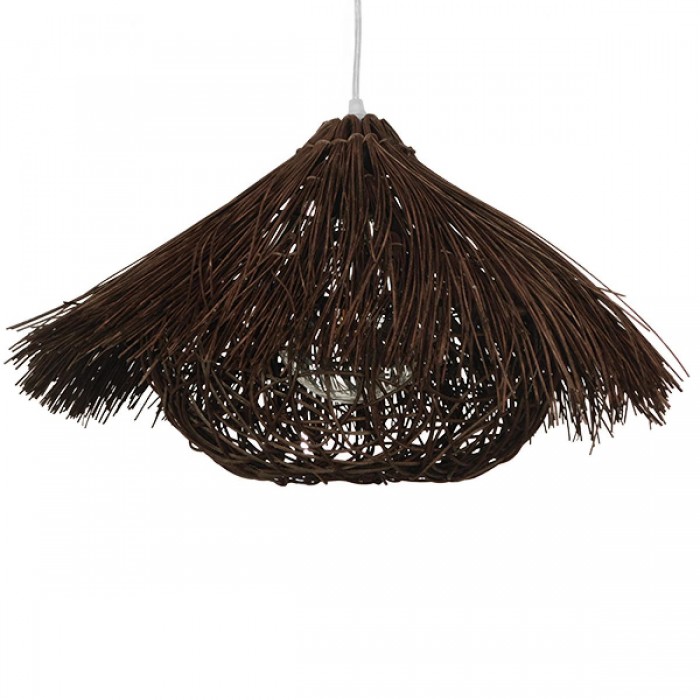 GloboStar® MAGIE 01600 Vintage Κρεμαστό Φωτιστικό Οροφής Μονόφωτο 1 x E27 Καφέ Σκούρο Ξύλινο Ψάθινο Rattan Φ50 x Υ30cm GloboStar® MAGIE 01600 Vintage Κρεμαστό Φωτιστικό Οροφής Μονόφωτο 1 x E27 Καφέ Σκούρο Ξύλινο Ψάθινο Rattan Φ50 x Υ30cm
