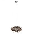 GloboStar® MADDY 01602 Vintage Κρεμαστό Φωτιστικό Οροφής Μονόφωτο 1 x E27 Καφέ Σκούρο Ξύλινο Ψάθινο Μπαμπού Φ50 x Υ23cm