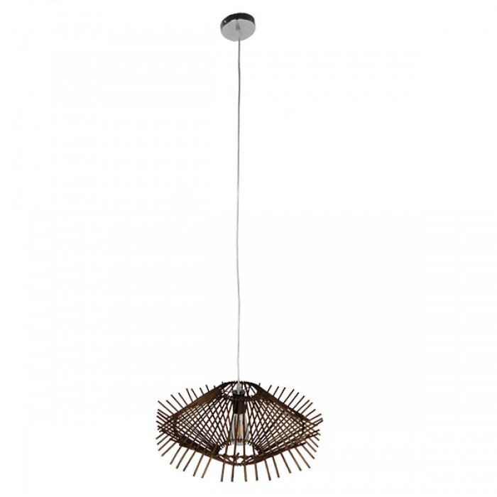 GloboStar® MADDY 01602 Vintage Κρεμαστό Φωτιστικό Οροφής Μονόφωτο 1 x E27 Καφέ Σκούρο Ξύλινο Ψάθινο Μπαμπού Φ50 x Υ23cm GloboStar® MADDY 01602 Vintage Κρεμαστό Φωτιστικό Οροφής Μονόφωτο 1 x E27 Καφέ Σκούρο Ξύλινο Ψάθινο Μπαμπού Φ50 x Υ23cm