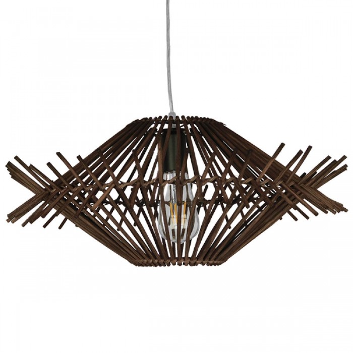 GloboStar® MADDY 01602 Vintage Κρεμαστό Φωτιστικό Οροφής Μονόφωτο 1 x E27 Καφέ Σκούρο Ξύλινο Ψάθινο Μπαμπού Φ50 x Υ23cm GloboStar® MADDY 01602 Vintage Κρεμαστό Φωτιστικό Οροφής Μονόφωτο 1 x E27 Καφέ Σκούρο Ξύλινο Ψάθινο Μπαμπού Φ50 x Υ23cm